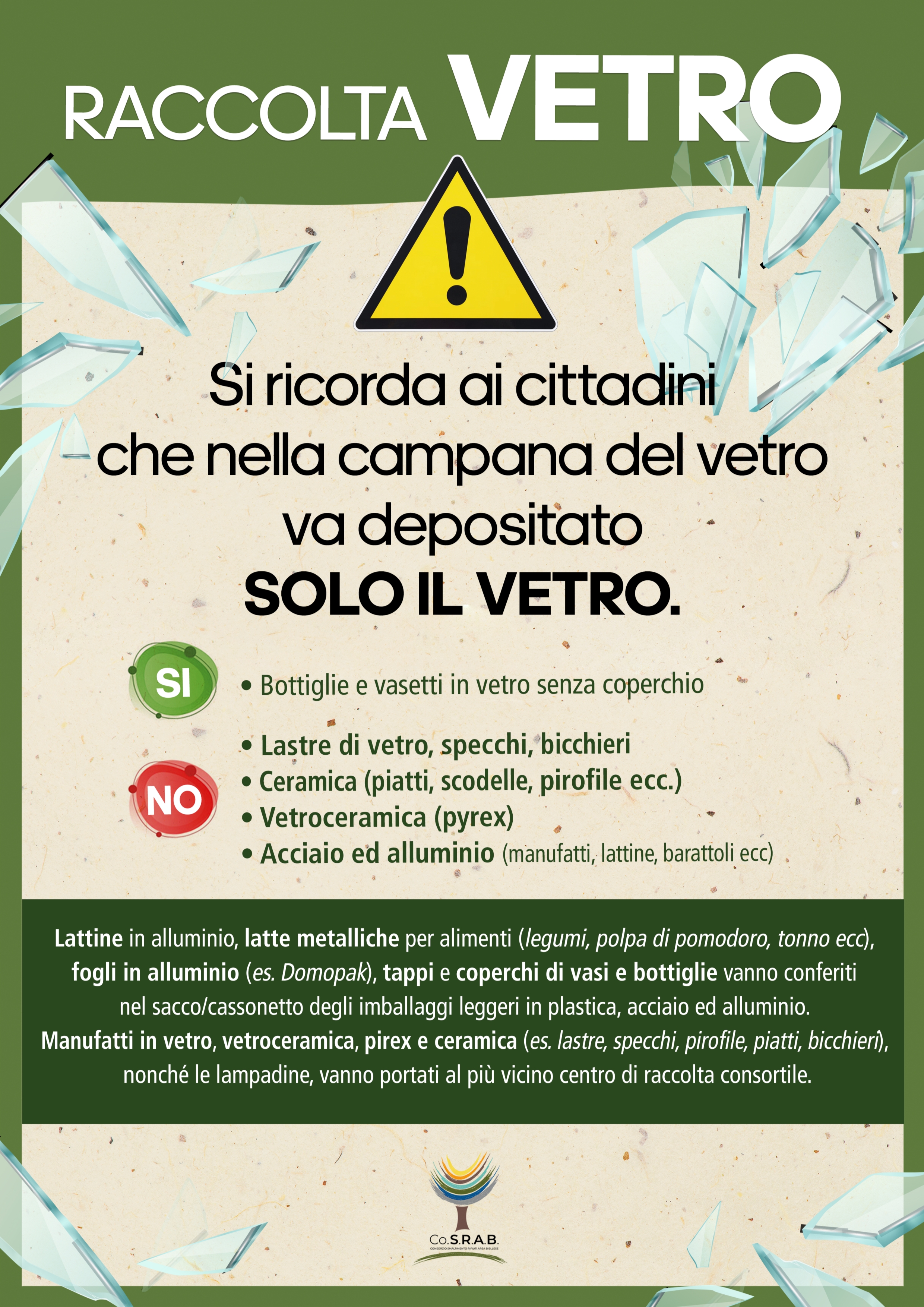 Informazioni utili per la raccolta del vetro
